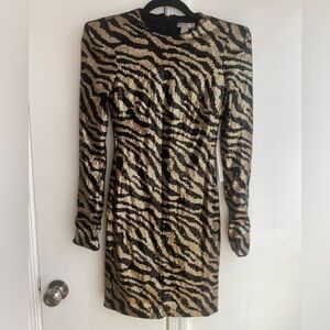 Aqua Zebra Print Sequin cocktail Dress, small
